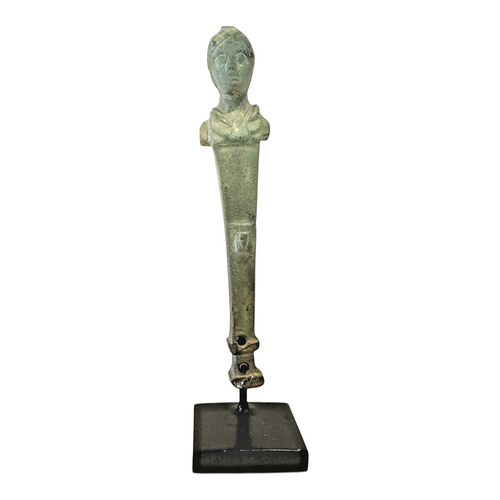 Ancient Roman Bronze Herm Figure - Classical Male Sculpture on Stand
