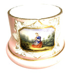 Antique Victorian Biedermeier Portrait Opaline Opal Glass Container