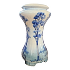 Antique Rare Tall Weller Blue Jap Birdimal Pottery Pedestal Plant Stand - 21"