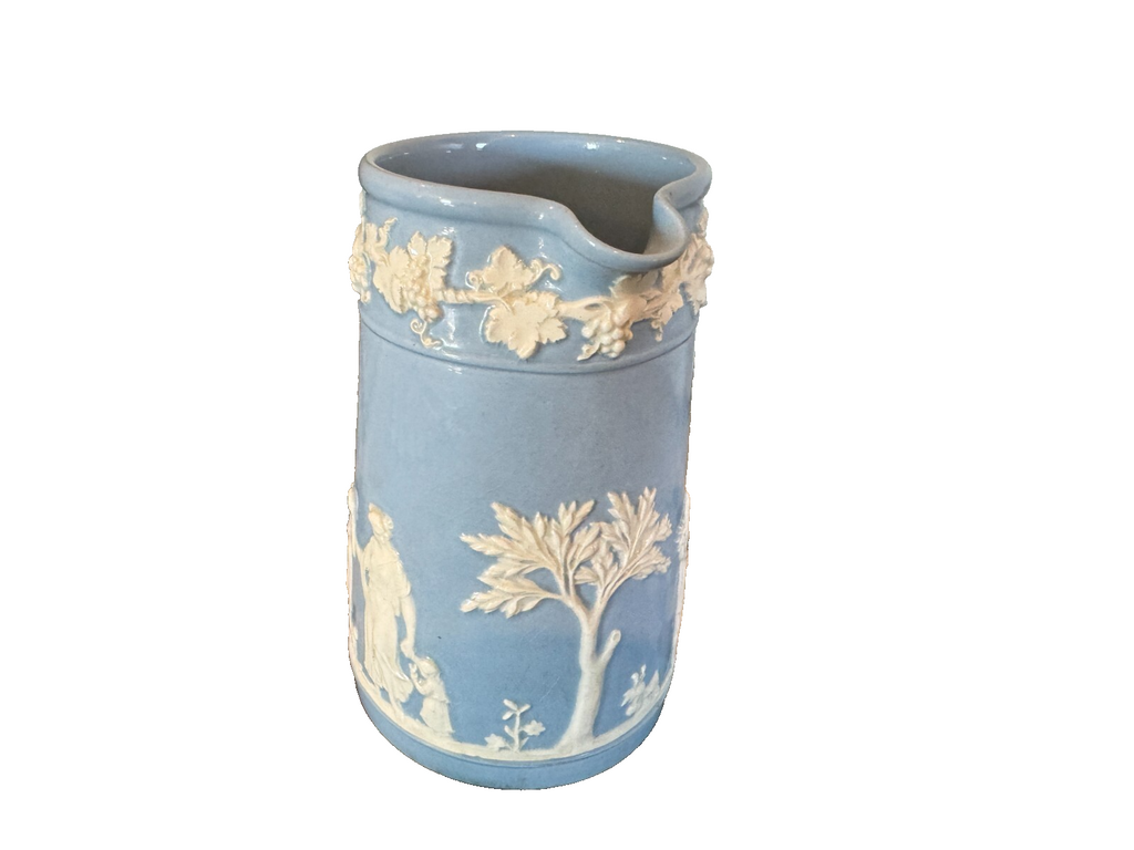Antique Wedgwood Blue Jasperware Pottery Pitchers – Set of 2