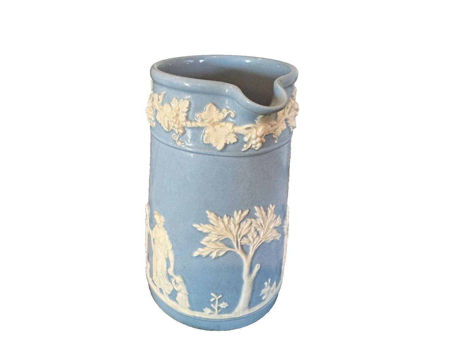 Antique Wedgwood Blue Jasperware Pottery Pitchers – Set of 2
