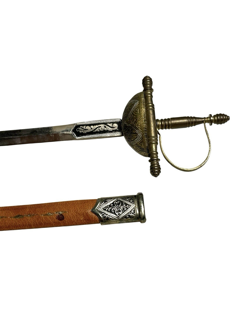 Vintage Toledo Spain Gold Silver Enamel Rapier Dagger Knife Letter Opener