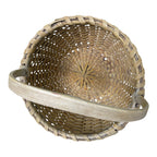 Antique Americana Handwoven Light Green Painted Basket with Bent Wood Handle