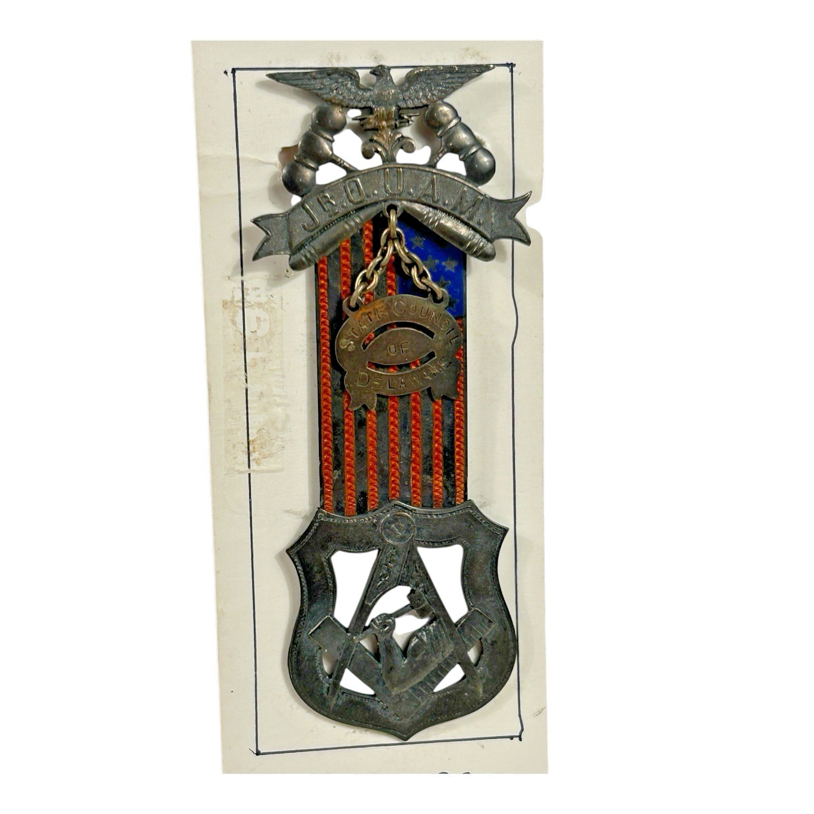Antique Jr Order United American Mechanics Sterling Silver Medal Badge