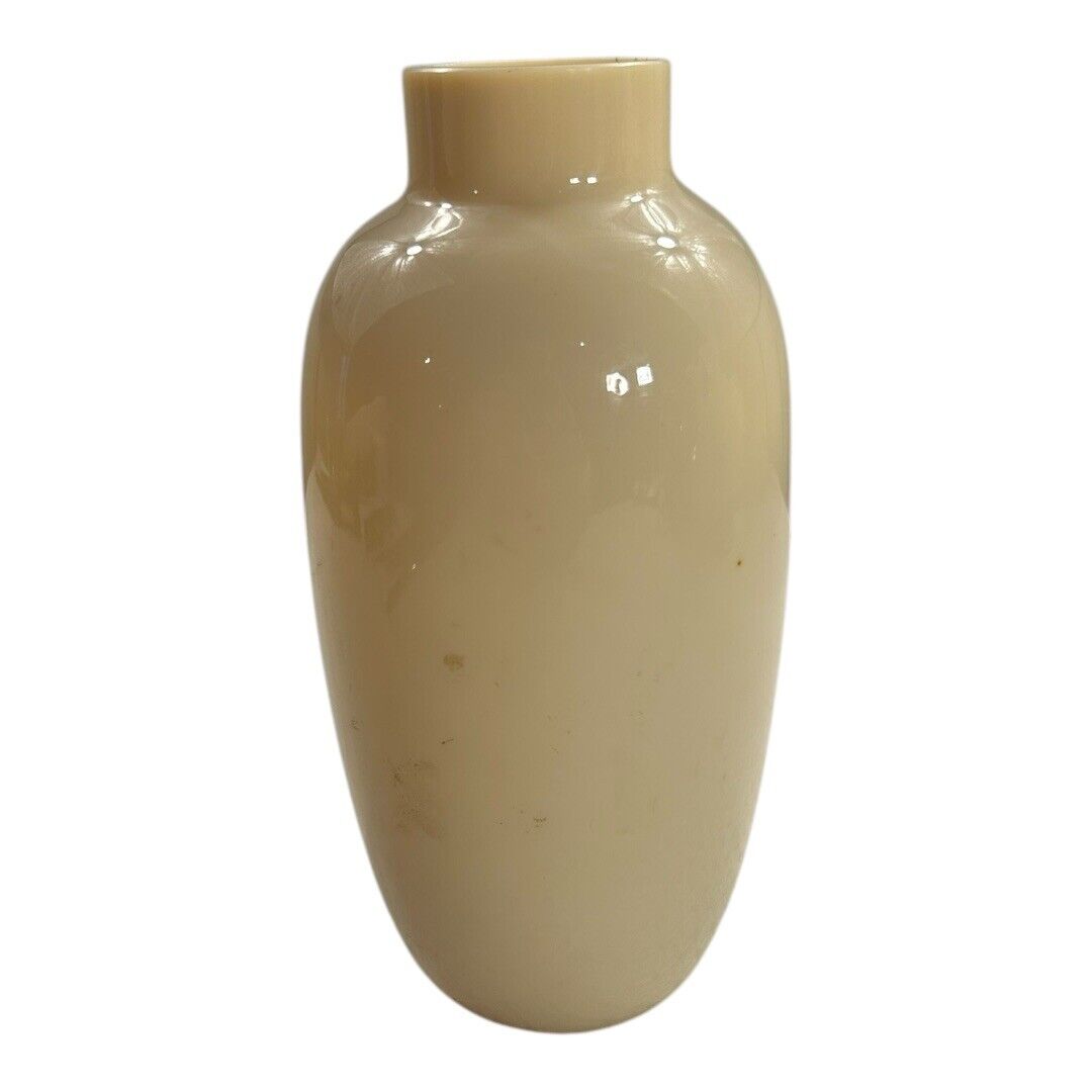 Antique Hand Painted Opaline Floral Handblown Glass Vase
