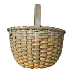 Antique Americana Handwoven Light Green Painted Basket with Bent Wood Handle