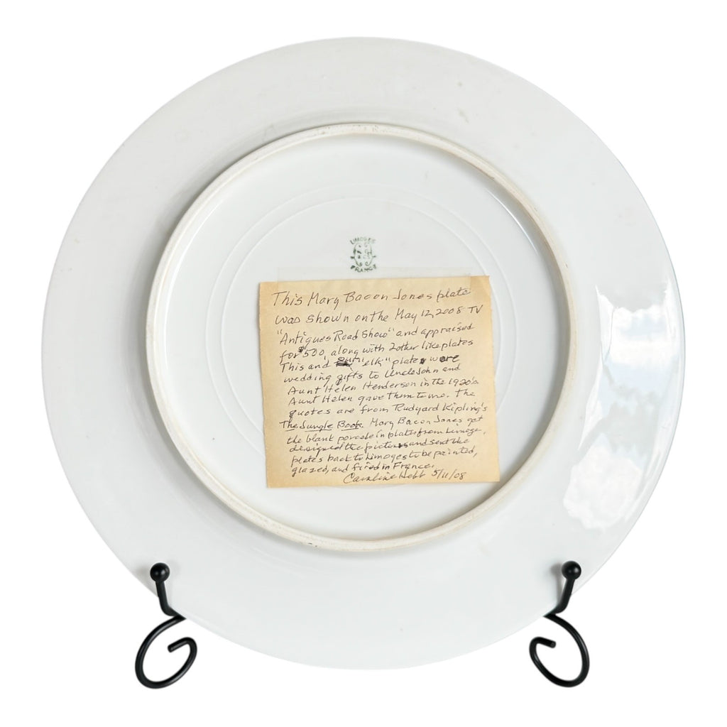 Antique Rare Limoges Guerin Mary Bacon Jones Jungle Book Folk Design Plate
