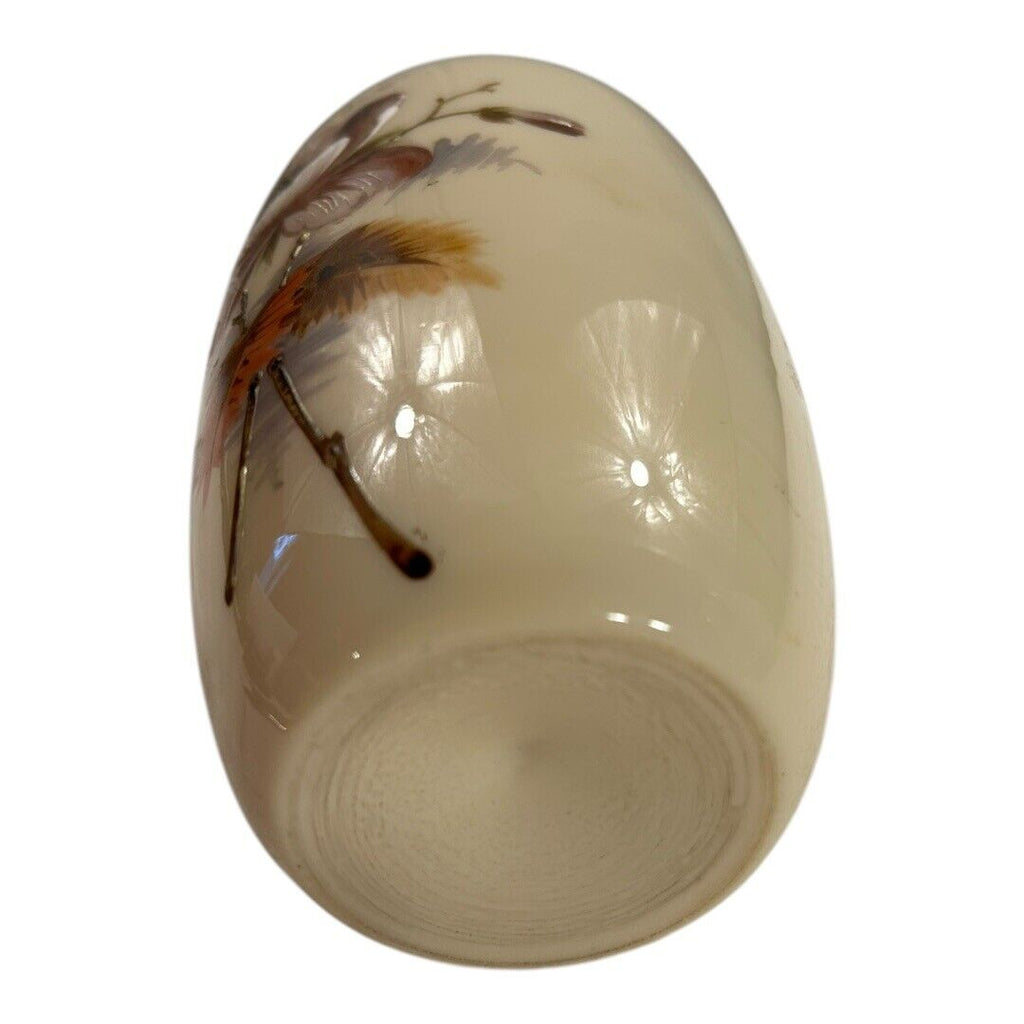 Antique Hand Painted Opaline Floral Handblown Glass Vase