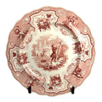 Antique William Adams & Sons Red Transferware Plate  in Seasons Pattern