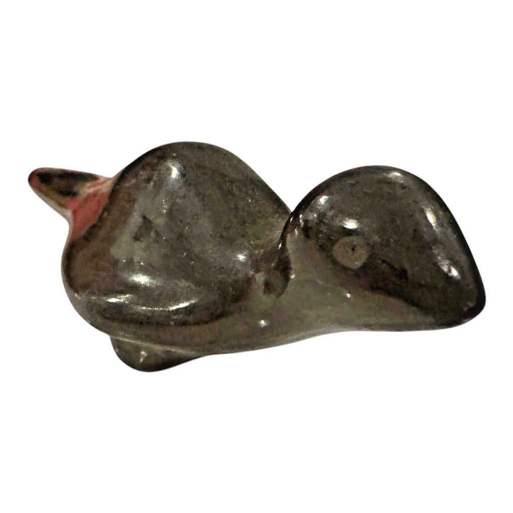 Vintage Native American Santa Clara Blackware Pottery Bird Figurine - Signed