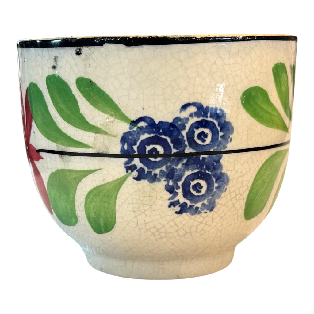 Antique Staffordshire Pearlware Hand-Painted Floral Cup & Saucer