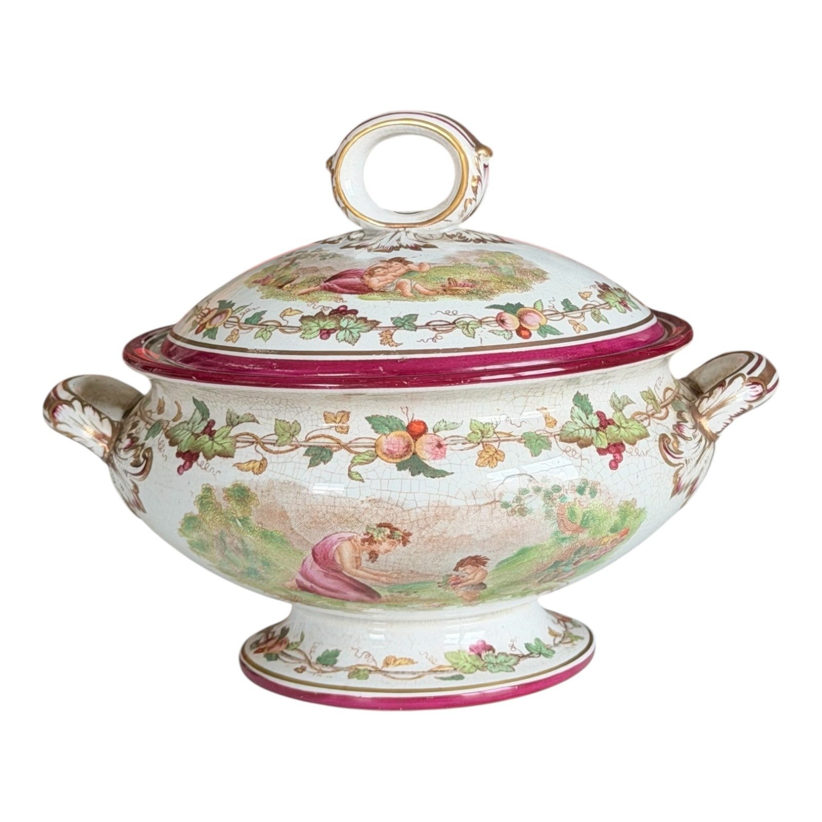 Antique Victorian Cherub Scenic Covered Tureen