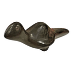 Vintage Native American Santa Clara Blackware Pottery Bird Figurine - Signed