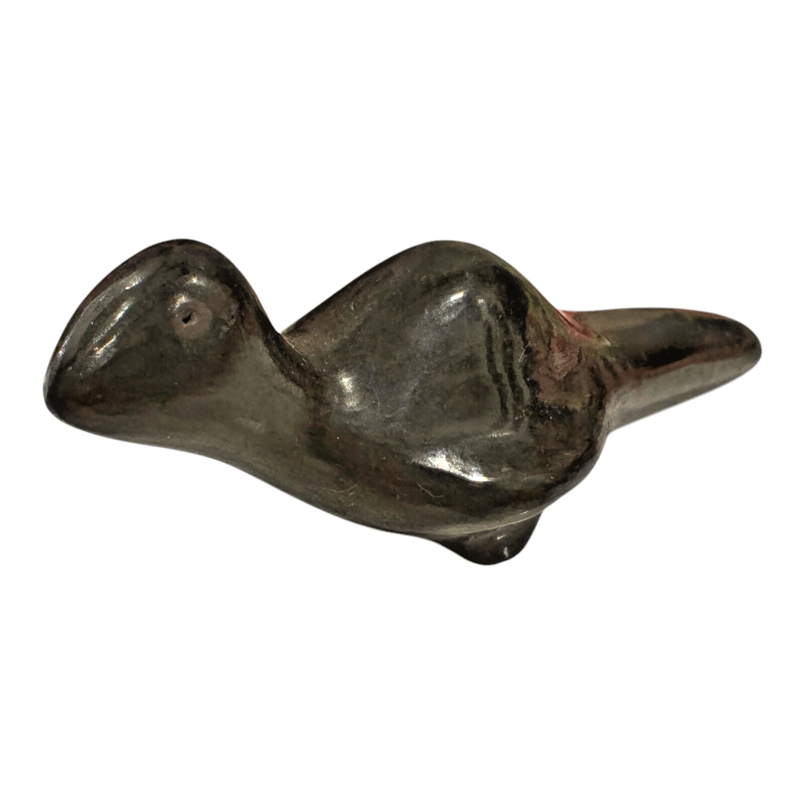 Vintage Native American Santa Clara Blackware Pottery Bird Figurine - Signed