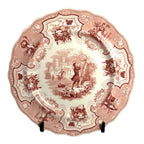 Antique William Adams & Sons Red Transferware Plate  in Seasons Pattern