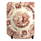 Antique William Adams & Sons Red Transferware Plate  in Seasons Pattern