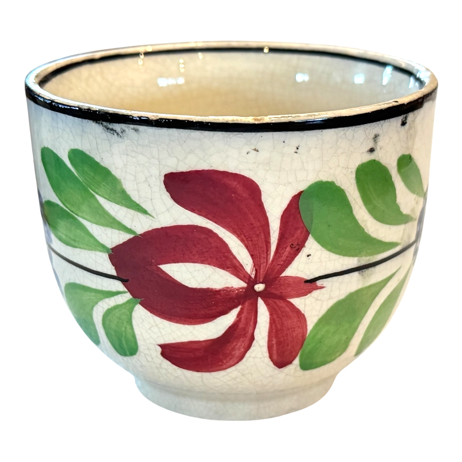 Antique Staffordshire Pearlware Hand-Painted Floral Cup & Saucer