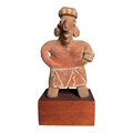 Antique Pre-Columbian Nayarit Standing Female Votive Figure Sculpture on Stand