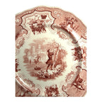 Antique William Adams & Sons Red Transferware Plate  in Seasons Pattern