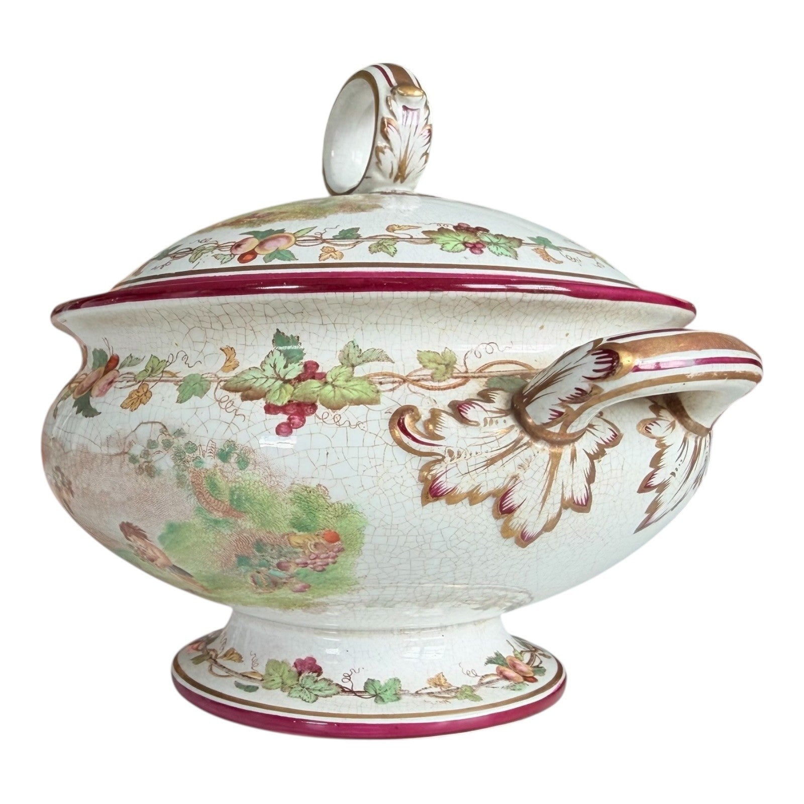 Antique Victorian Cherub Scenic Covered Tureen