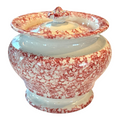 Antique Staffordshire Red Spatterware Spongeware Lidded Sugar Bowl