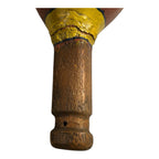 Vintage Native American Painted Gourd Rattle with Wood Handle & Feathers