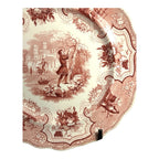 Antique William Adams & Sons Red Transferware Plate  in Seasons Pattern