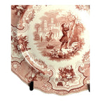 Antique William Adams & Sons Red Transferware Plate  in Seasons Pattern