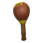 Vintage Native American Painted Gourd Rattle with Wood Handle & Feathers