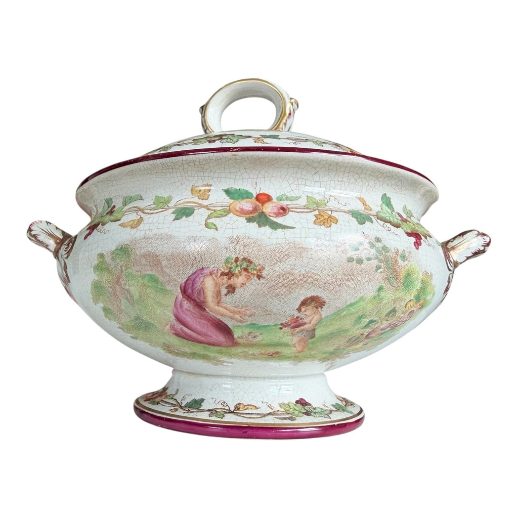 Antique Victorian Cherub Scenic Covered Tureen