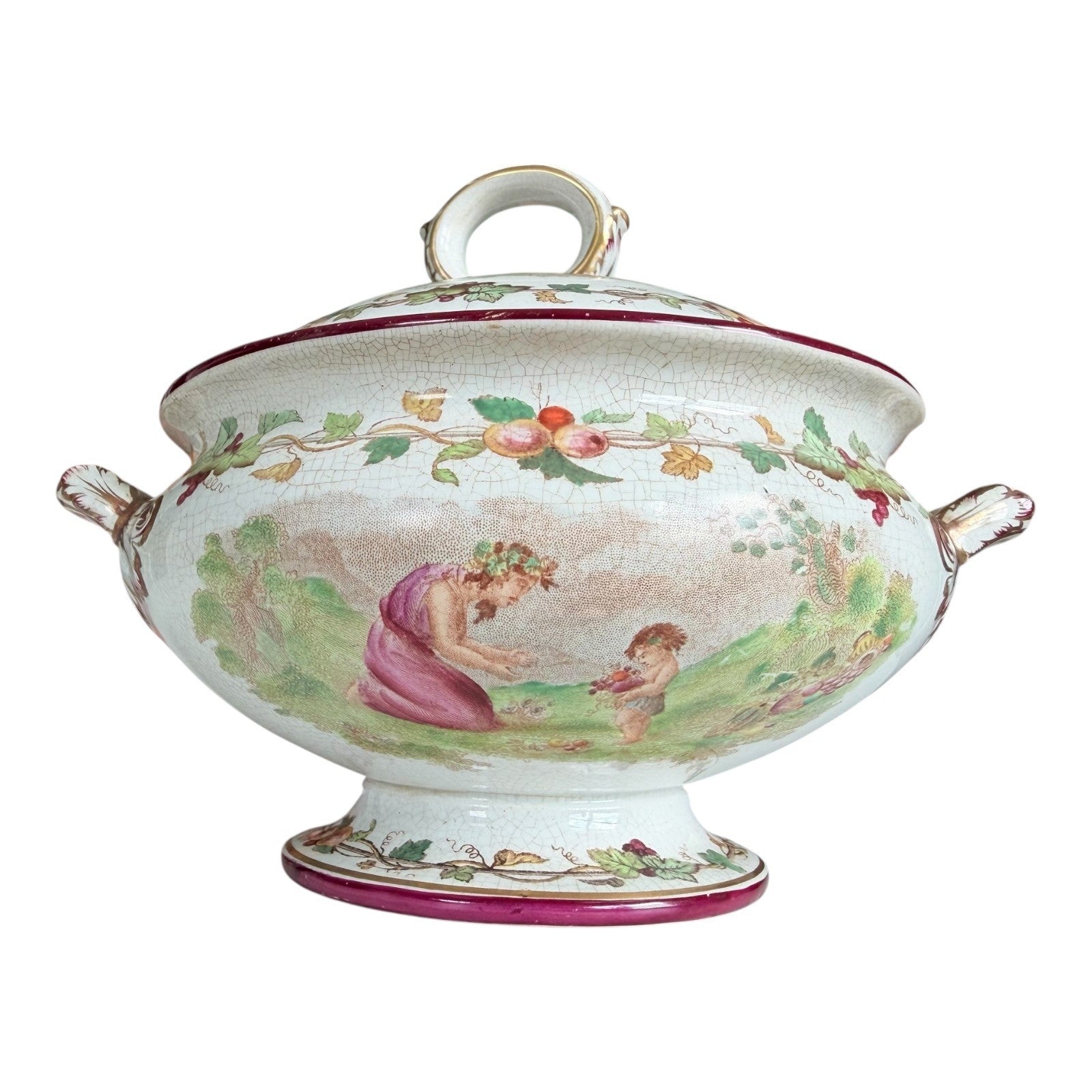 Antique Victorian Cherub Scenic Covered Tureen