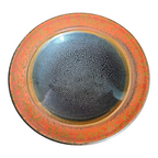 Vintage Studio Pottery Oil Spot Tenmoku Glaze Dinner Plate - Orange Kaki 9.75”