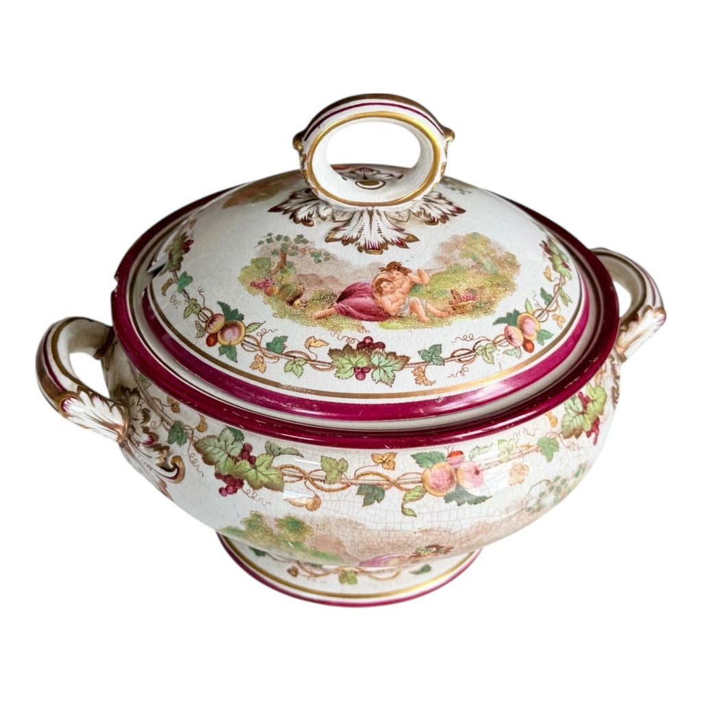Antique Victorian Cherub Scenic Covered Tureen