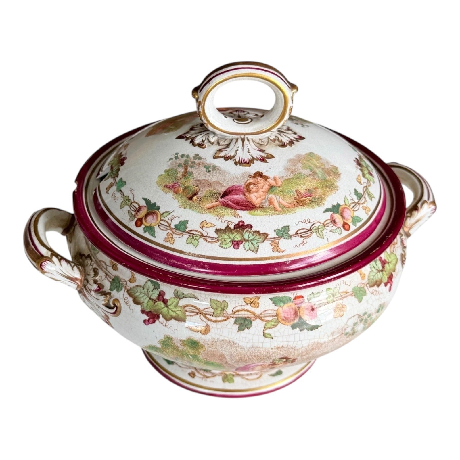 Antique Victorian Cherub Scenic Covered Tureen