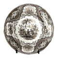 Antique William Adams & Sons Black Transferware Plate in Columbus Pattern