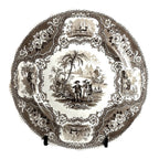 Antique William Adams & Sons Black Transferware Plate in Columbus Pattern