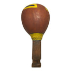Vintage Native American Painted Gourd Rattle with Wood Handle & Feathers
