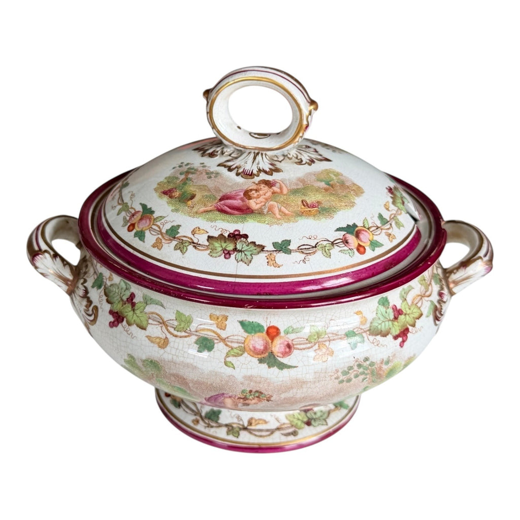 Antique Victorian Cherub Scenic Covered Tureen