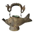 Antique Asian Indonesian Bronze Fish Dragon Effigy Water Pot – Museum Provenance