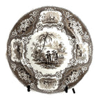Antique William Adams & Sons Black Transferware Plate in Columbus Pattern