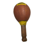 Vintage Native American Painted Gourd Rattle with Wood Handle & Feathers