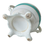Antique Victorian Porcelain Covered Sugar Bowl - Double Handled Turquoise & Gold