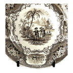 Antique William Adams & Sons Black Transferware Plate in Columbus Pattern