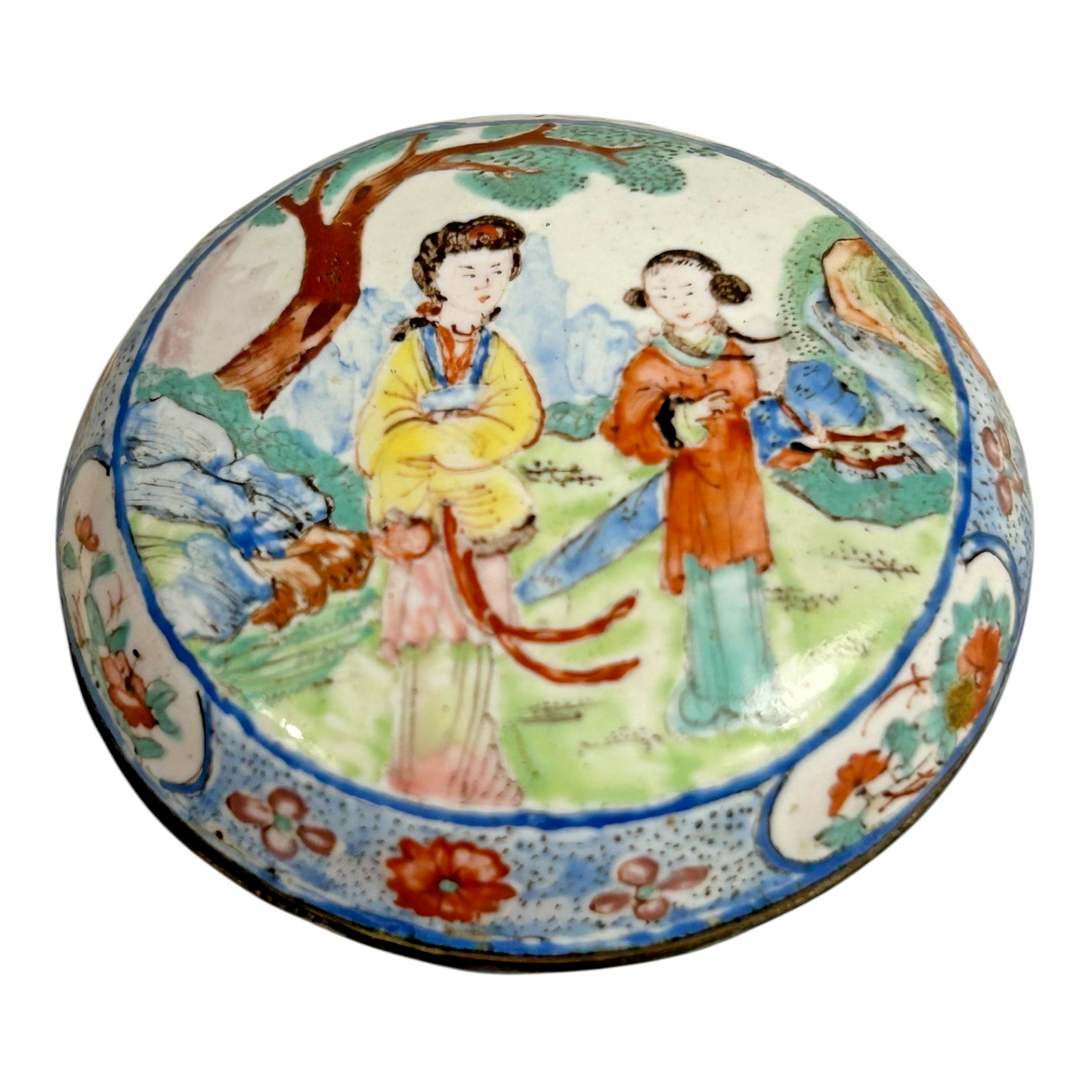 Antique Chinese Hand Painted Enamel Box – Qianlong Style, 4-Character Mark