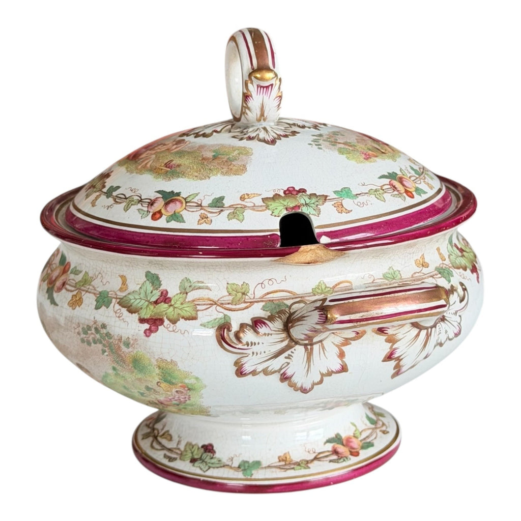 Antique Victorian Cherub Scenic Covered Tureen