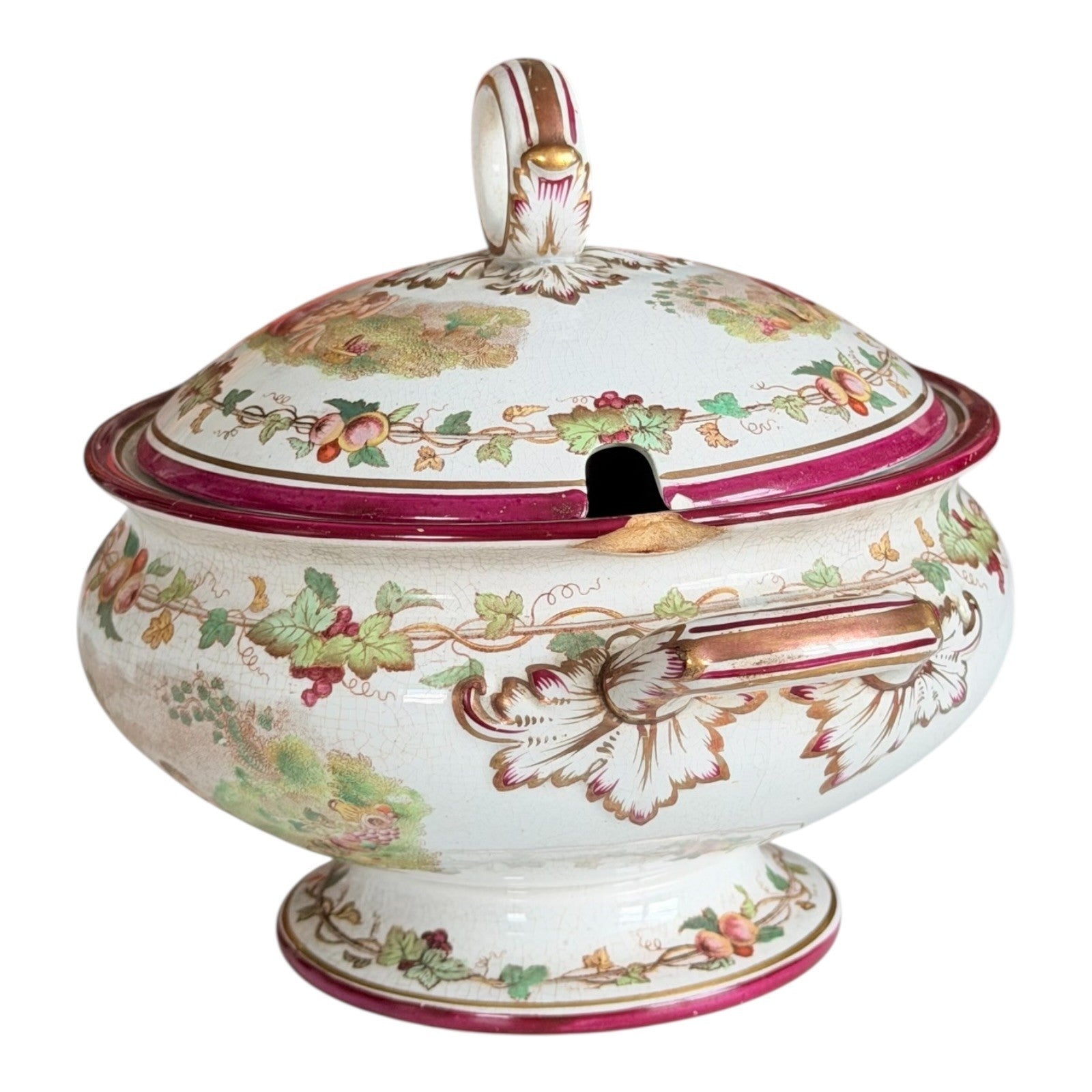 Antique Victorian Cherub Scenic Covered Tureen