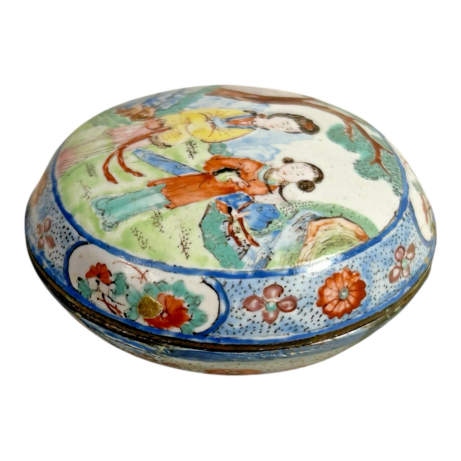 Antique Chinese Hand Painted Enamel Box – Qianlong Style, 4-Character Mark