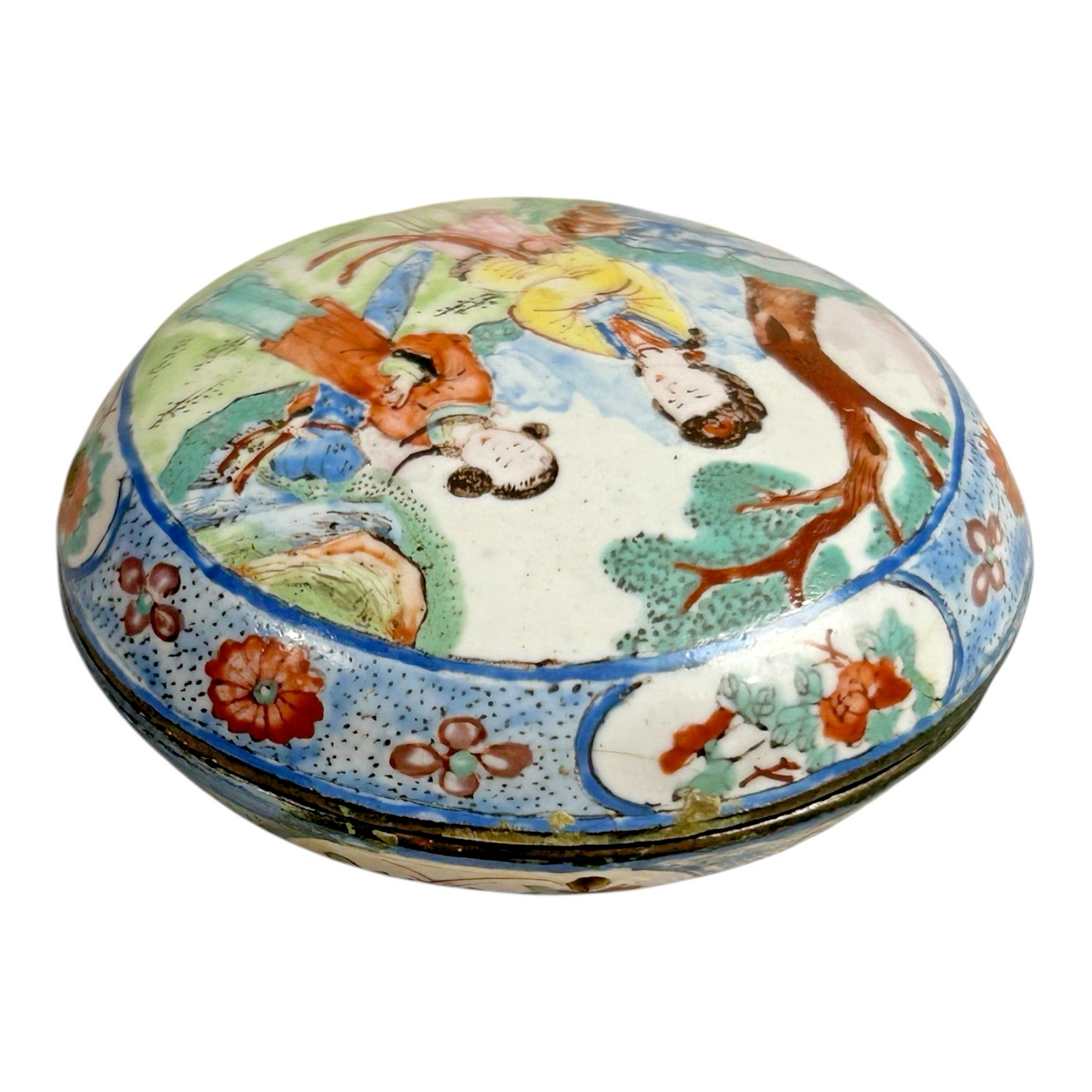 Antique Chinese Hand Painted Enamel Box – Qianlong Style, 4-Character Mark