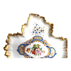 Antique Old Paris Porcelain Leaf Form Serving Dish - Floral Gold Gilt, 16"