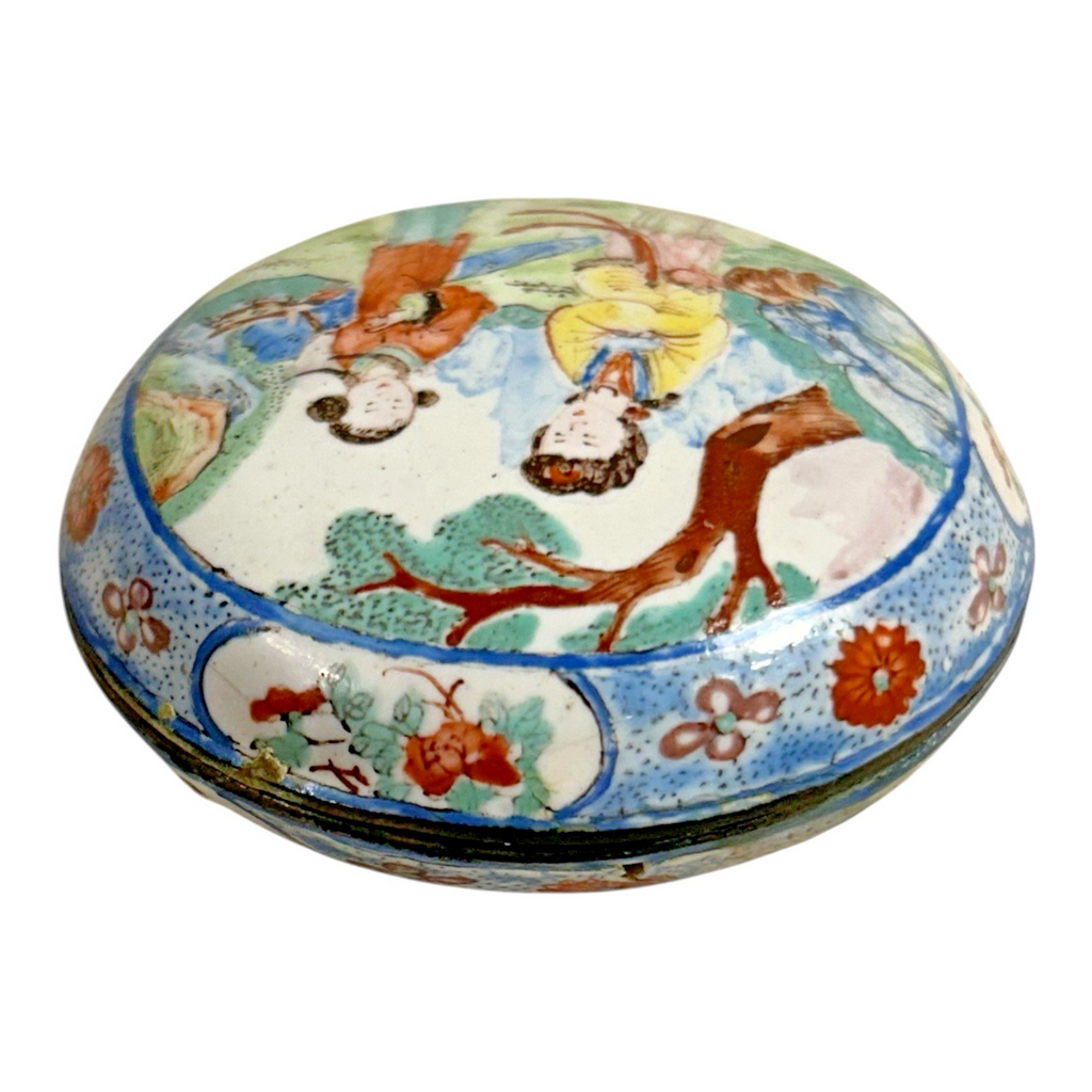 Antique Chinese Hand Painted Enamel Box – Qianlong Style, 4-Character Mark
